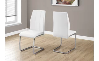 DINING CHAIR - 2PCS - 39 H - WHITE LEATHER-LOOK - CHROME I1075 I1075 MONARCH SPECIALTIES