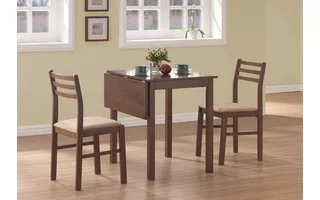 DINING SET - 3PCS SET - WALNUT SOLID-TOP DROP LEAF I1079 I1079 MONARCH SPECIALTIES