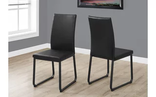 DINING CHAIR - 2PCS - 38 H - BLACK LEATHER-LOOK - BLACK I1106 I1106 MONARCH SPECIALTIES