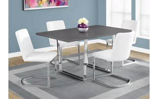 DINING TABLE - 36 X 60  - GREY - CHROME METAL I1120 I1120 MONARCH SPECIALTIES
