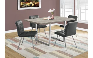 DINING TABLE - 36 X 60  - DARK TAUPE - CHROME METAL I1121 I1121 MONARCH SPECIALTIES