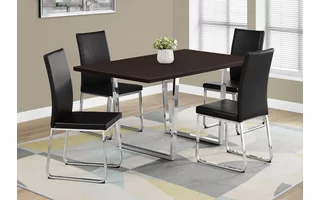 DINING TABLE - 36 X 60  - ESPRESSO - CHROME METAL I1122 I1122 MONARCH SPECIALTIES