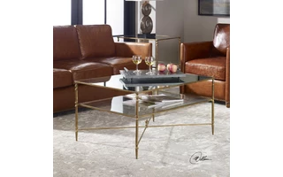 24276  HENZLER COFFEE TABLE, GOLD