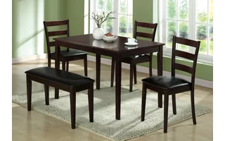 DINING SET - 5PCS SET - ESPRESSO BENCH & 3 SIDE CHAIRS I1211 I1211 MONARCH SPECIALTIES
