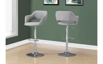 BARSTOOL - GREY FABRIC / CHROME METAL HYDRAULIC LIFT I2363 I2363 MONARCH SPECIALTIES