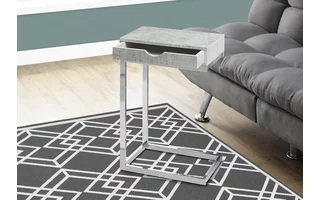 ACCENT TABLE - CHROME METAL / GREY CEMENT WITH A DRAWER I3373 I3373 MONARCH SPECIALTIES