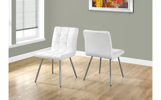 DINING CHAIR - 2PCS - 32 H - WHITE LEATHER-LOOK - CHROME I1071 I1071 MONARCH SPECIALTIES