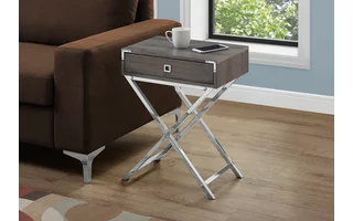 ACCENT TABLE - 24 H - DARK TAUPE - CHROME METAL I3555 I3555 MONARCH SPECIALTIES