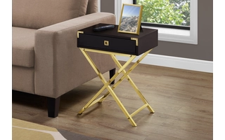 ACCENT TABLE - 24 H - ESPRESSO - GOLD METAL I3556 I3556 MONARCH SPECIALTIES