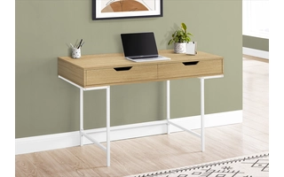 COMPUTER DESK - 48 L - NATURAL - WHITE METAL I7569 I7569 MONARCH SPECIALTIES