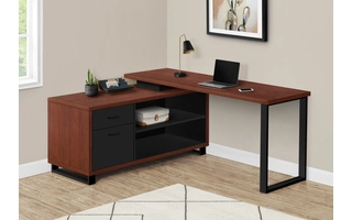 COMPUTER DESK - 72 L CHERRY - BLACK EXECUTIVE CORNER I7713 I7713 MONARCH SPECIALTIES