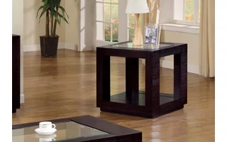 ACCENT TABLE - ESPRESSO VENEER WITH GLASS INSERT I7811E I7811E MONARCH SPECIALTIES