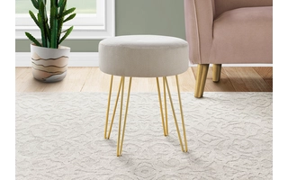 OTTOMAN - BEIGE FABRIC / GOLD METAL LEGS I9000 I9000 MONARCH SPECIALTIES