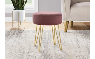 OTTOMAN - PLUM FABRIC / GOLD METAL LEGS I9001 I9001 MONARCH SPECIALTIES