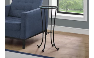ACCENT TABLE - HAMMERED BLACK METAL WITH TEMPERED GLASS I3332 I3332 MONARCH SPECIALTIES