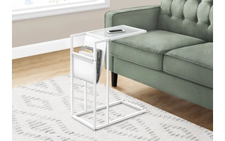 ACCENT TABLE - WHITE / WHITE METAL WITH A MAGAZINE RACK I3067 I3067 MONARCH SPECIALTIES
