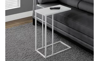 ACCENT TABLE - WHITE METAL WITH FROSTED TEMPERED GLASS I3037 I3037 MONARCH SPECIALTIES