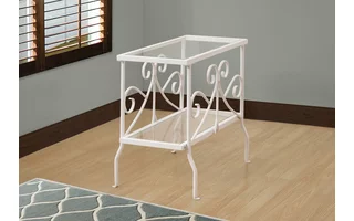 ACCENT TABLE - WHITE METAL WITH TEMPERED GLASS I3105 I3105 MONARCH SPECIALTIES