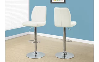 BARSTOOL - 2PCS - WHITE - CHROME METAL HYDRAULIC LIFT I2370 I2370 MONARCH SPECIALTIES