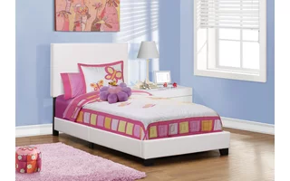 BED - TWIN SIZE / WHITE LEATHER-LOOK I5911T I5911T MONARCH SPECIALTIES