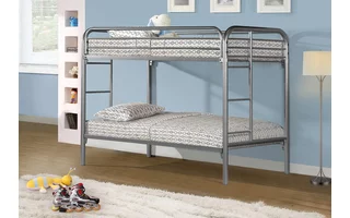 BUNK BED - TWIN - TWIN SIZE - SILVER METAL I2230S I2230S MONARCH SPECIALTIES