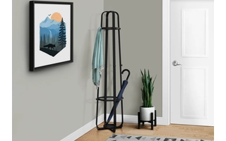 COAT RACK - 72 H - BLACK METAL WITH AN UMBRELLA HOLDER I2052 I2052 MONARCH SPECIALTIES
