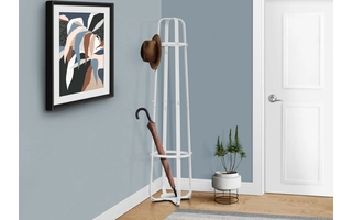 COAT RACK - 72 H - WHITE METAL WITH AN UMBRELLA HOLDER I2053 I2053 MONARCH SPECIALTIES