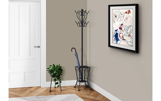 COAT RACK - 71 H - BLACK METAL WITH AN UMBRELLA HOLDER I2060 I2060 MONARCH SPECIALTIES
