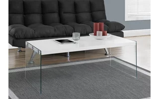 COFFEE TABLE - GLOSSY WHITE WITH TEMPERED GLASS I3286 I3286 MONARCH SPECIALTIES
