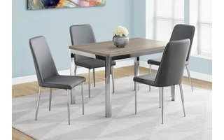 DINING TABLE - 32 X 48  - DARK TAUPE - CHROME METAL I1042 I1042 MONARCH SPECIALTIES