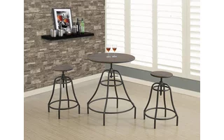 DINING SET - 3PCS SET / DISTRESSED BROWN / BRONZE METAL I1085 I1085 MONARCH SPECIALTIES