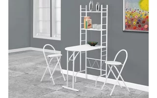DINING SET - 3PCS SET - WHITE TOP - WHITE METAL I1010 I1010 MONARCH SPECIALTIES