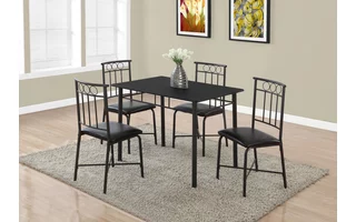 DINING SET - 5PCS SET / BLACK METAL AND TOP I1018 I1018 MONARCH SPECIALTIES