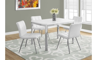 DINING TABLE - 32 X 48  - WHITE - CHROME METAL I1041 I1041 MONARCH SPECIALTIES