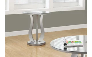 ACCENT TABLE - 20 DIA - BRUSHED SILVER - MIRROR I3726 I3726 MONARCH SPECIALTIES