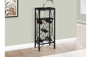 HOME BAR - 40 H - BLACK METAL WINE BOTTLE AND GLASS RACK I3347 I3347 MONARCH SPECIALTIES