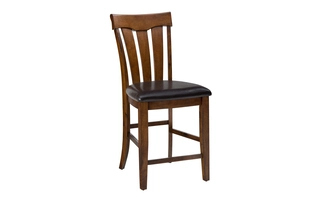 COUNTERED SLATBACK COUNTER HEIGHT STOOL W/UPH SEAT (2/CTN) PLANTATION FINISH PLANTATION FINISH 505-BS423KD JOFRAN