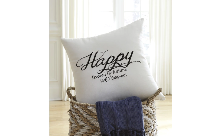 A1000729  PILLOW (4 CS) HAPPY WHITE