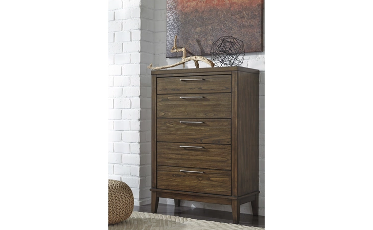 ZILMAR - WALNUT BROWN FIVE DRAWER CHEST ZILMAR BROWN ASHLEY Zilmar B548-46