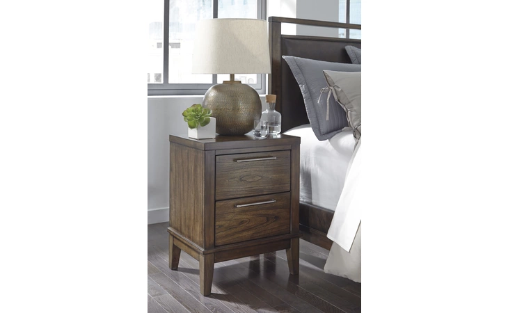 ZILMAR - WALNUT BROWN TWO DRAWER NIGHT STAND ZILMAR ASHLEY Zilmar B548-92