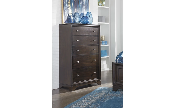 B637-46 KOLVEY - DARK BROWN FIVE DRAWER CHEST KOLVEY DARK BROWN