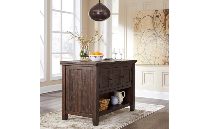 D658-65 TRUDELL - DARK BROWN RECT COUNTER TABLE W STORAGE