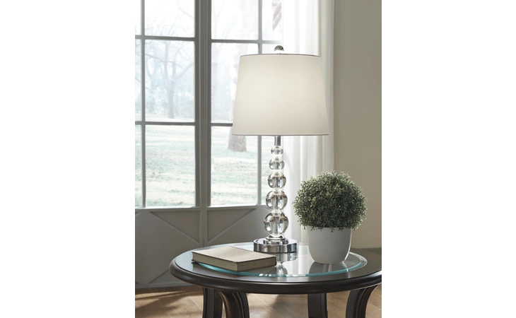Joaquin CRYSTAL TABLE LAMP (2/CN) ASHLEY Clear/Silver Finish L428084