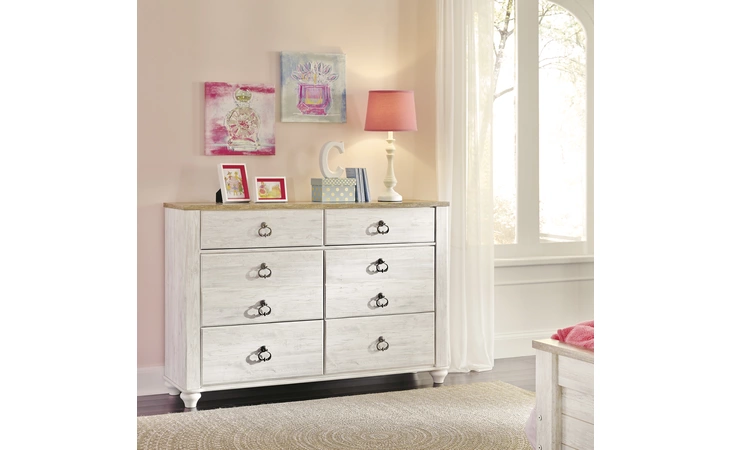 Willowton SIX DRAWER DRESSER ASHLEY Whitewash B267-21