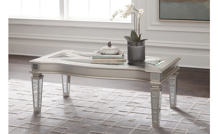 Tessani RECTANGULAR COFFEE TABLE ASHLEY Silver Finish T099-1