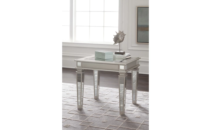 Tessani RECTANGULAR END TABLE ASHLEY Silver Finish T099-3