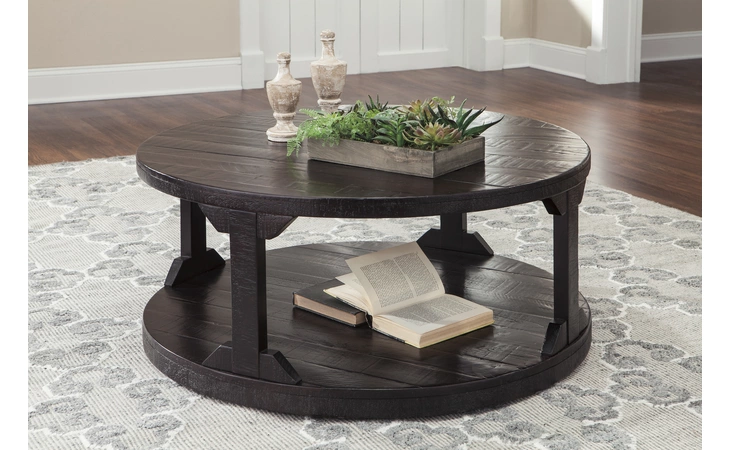 Rogness ROUND COFFEE TABLE ASHLEY Rustic Brown T745-8