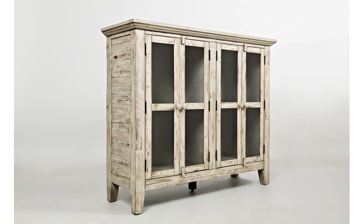 RUSTIC SHORES COLLECTION - ASSEMBLED 4 DOOR HIGH CABINET W/GLASS PANEL DOORS - ASSEMBLED RUSTIC SHORES COLLECTION - ASSEMBLED JOFRAN  1610-48