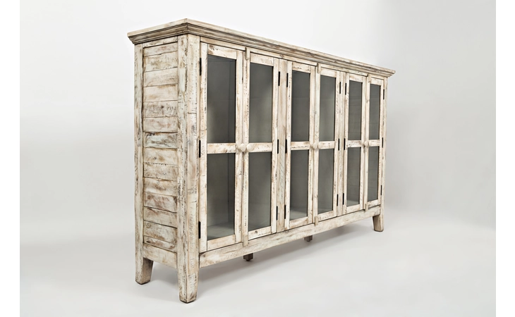 RUSTIC SHORES COLLECTION - ASSEMBLED 6 DOOR HIGH CABINET W/GLASS PANEL DOORS - ASSEMBLED RUSTIC SHORES COLLECTION - ASSEMBLED JOFRAN  1610-70