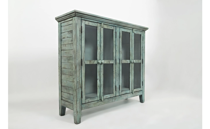 RUSTIC SHORES COLLECTION - ASSEMBLED 4 DOOR HIGH CABINET W/GLASS PANEL DOORS - ASSEMBLED RUSTIC SHORES COLLECTION - ASSEMBLED JOFRAN  1615-48